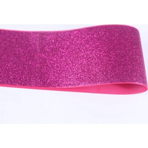 T.R RIBBON 3'' 75mm full glitter grosgrain polyester sparkle sprayed ribbon Gift Wrap ribbon 175 shocking pink 10yards