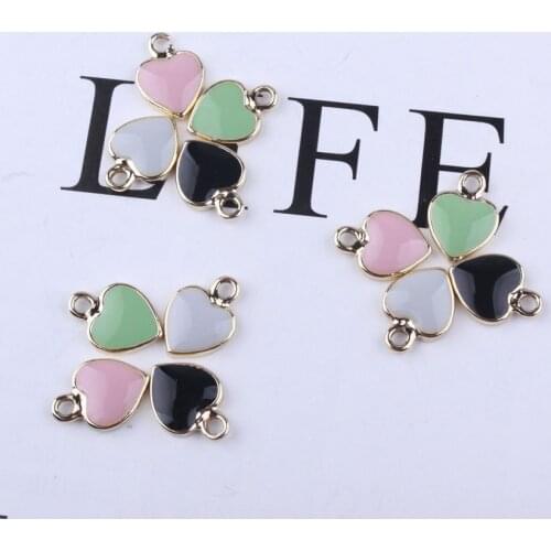 Hot Sale 30pcs DIY fashion charms gifts enamel love heart alloy pendant making bracelet necklace clothing jewelry Accessories