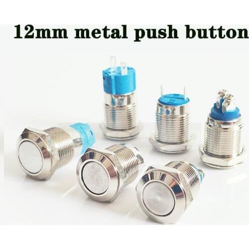 12mm 16mm Metal push Button Switch 2pins 2 screw no light momentary waterproof switch self-latching power button Push Button