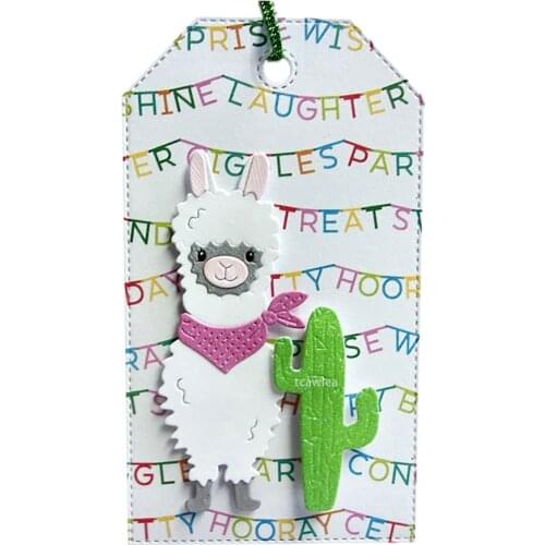 Cactus with Alpaca Metal Cutting Dies Plant Animal Doll Stencil for DIY Craft Scrapbooking Cards Decorative