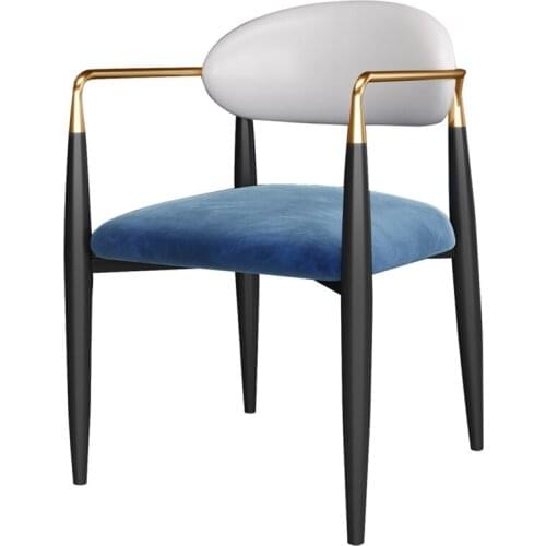 Fashion Design Luxury Gold Color Metal Loft Home Furniture Dining Side Fabric PU Leather Upholstered Soft Cover Arm Chair 1PC