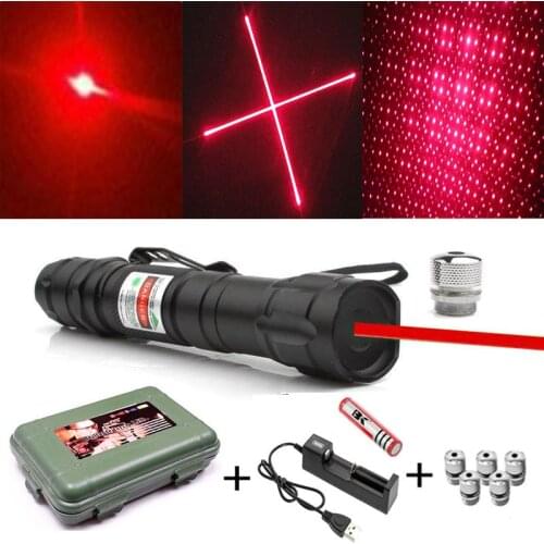 High-power green laser red dot laser sight 5mW high-power adjustable focus green burning laser with 18650 battery combination
