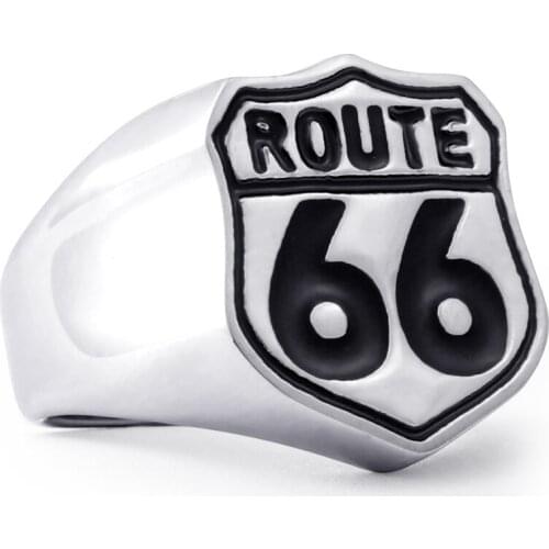 Stainless steel American Route 66 men punk ring fashion jewelry