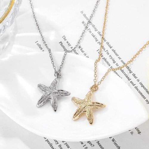 RONGQING 1pcs 2019 New Starfish Necklace For Women Gold silver Color ocean Jewelry Fashion