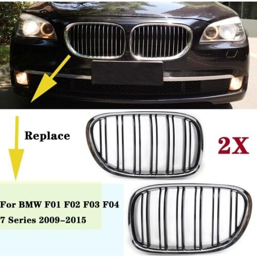 Front Kidney Grille Hood Grills Double Line For BMW F01 F02 F03 F04 7 Series 2009-2015