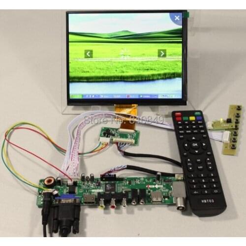 TV HD MI VGA CVBS RF USB AUDIO LCD Controller Board+8inch HJ080IA-01E 1024x768 IPS LCD Screen