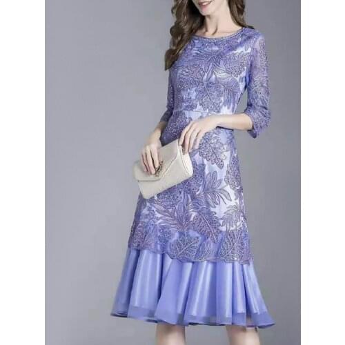 Vestidos De Fiesta 2021 Autumn Party Vestidos Special Occasion Woman Allover Appliques Embroidery Ruffle Deco Midi Dress Female