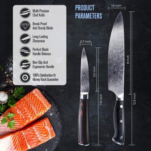 Chef Knife - Kitchen Knife 8 Inch Chefs Knife German High Carbon Stainless Steel Knife with Ergonomic Handle,Sharp and Professi