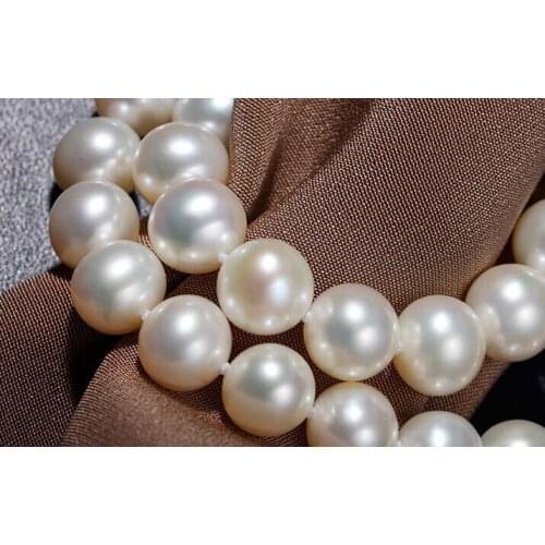Superb GENUINE 18"9-10mm natural South Sea White Pearl Necklace 925silver
