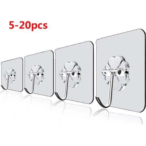 Strong Self Adhesive Hooks Transparent Door Wall Hangers Kitchen Bathroom Heavy Load Cup Sucker Hanger Storage Towel Hook