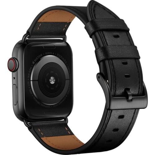 Compatible Apple Watch Series 5 4 Band 44mm 40mm Top Genuine Leather wrist strap bands for iwatch 1 2 3 38mm 42mm Bracelet