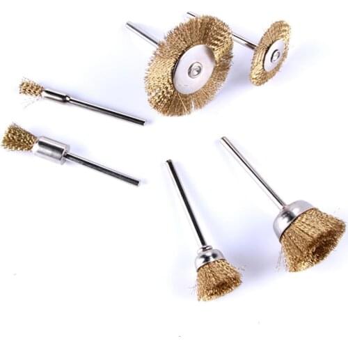 Copper Steel Wire Brush Polishing Car Wheels Full kit Rotary Tools Cup Shank