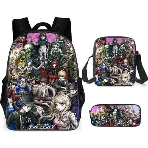 3pcs/Set School Bag Anime Danganronpa Backpack Children Bookbag Boys Girls School Backpack Daily Mochila