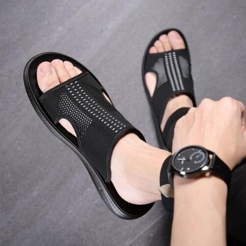 Mesh Summer Men Slippers Bath Outdoor Breathable Fashion Brand Beach Shoes Flip Flops Indoor Slides Man Home Flat Sandals 2021