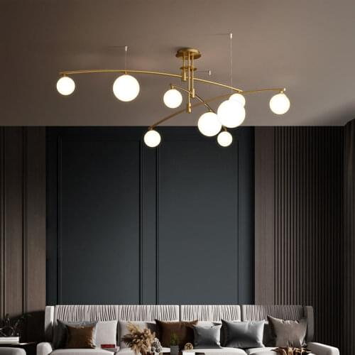 Nordic Chandelier Lights For Living room bedroom Dining room Luxury Glass Shade Black Gold Minimalist LED Chandelier Lighting