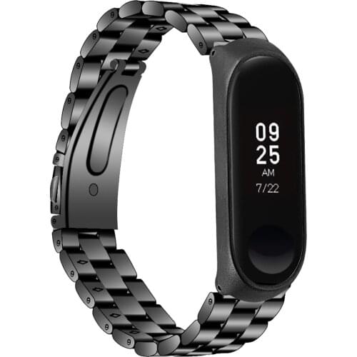 SOONHUA Replacement Stainless Steel Watch Band Strap Adjustable Waterproof Smart Watch Metal Case Straps For Xiaomi Mi Band 3/4