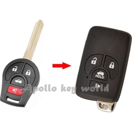 3+1 Buttons Replacement Modified Flip Folding Remote Key Shell Case For Nissan Sunny March Tiida Sylphy Fob Key Cover