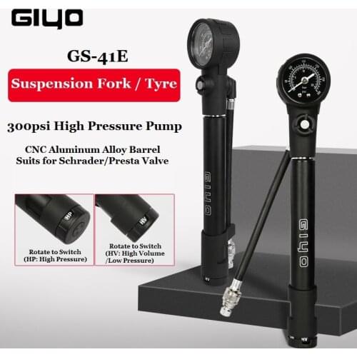 Giyo Bicycle Pumps 300psi MTB Shock Fork Pump Schrader Presta Bike Tyre Inflator Bike Suspension Fork Pump Mini Gauge Tire Pump