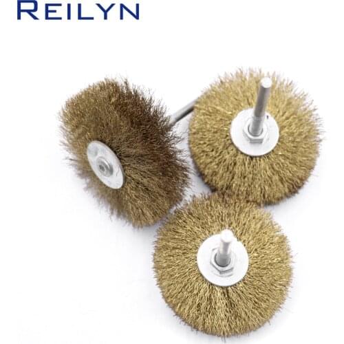 Copper fiber brush woodworking polishing metal wire mop wheel polishing roller shank 6mm for electric hand drill rotary tool
