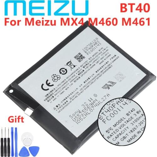 Meizu High Quality 100% Original Battery 3100mAh BT40 For Meizu MX4 M460 M461 Mobile Phone Batteries+Free tools