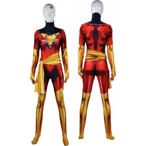 Adults Kids X-Men Dark Phoenix Cosplay Costume Female Woman Girls Red Jean Grey Superhero Halloween Bodysuit