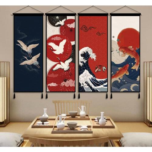 Japanese Landscape Canvas Painting Print Poster Vintage Ukiyoe Wall Art Wall Pictures Aesthetic Room Decor Scroll Paintings