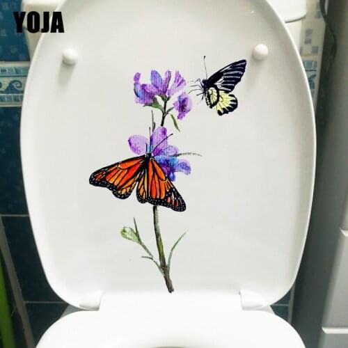 YOJA 14X21.3CM Spring Butterfly Branch Classical Art Home Wall Stickers Mural Bathroom Toilet Decor T1-1348