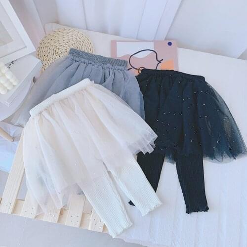 1-4 Y Baby Girls Culottes Fashion Net Yarn Sequins Skirt Knitted Wool Pants for Girl Kids Cute Korean Leggings Toddler Trousers