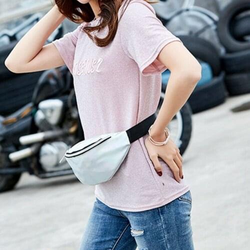 Women Travel Funny Pack Laser Bum Bag Womens Belt Waist Bag Purse Fashion Chest Pack Purple Black Silver Pink Gold