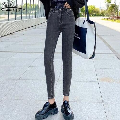 Womens Clothing Autumn 2021 New Oversized Jeans Vintage High Waist Capri-Pants Slim Pencil Pants for Women Jeans Femme 10732