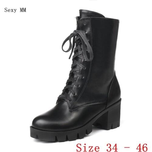 Spring Autumn Winter Woman Mid Calf Boots High Heels Booties Women Shoes Short High Heel Boots Plus Size 34-40 41 42 43 44 45 46