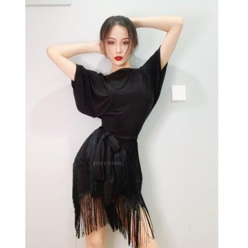 Latin Dance Costume Female Adult Practice Latin Ballroom Dance Dress fringe Latin skirt L286