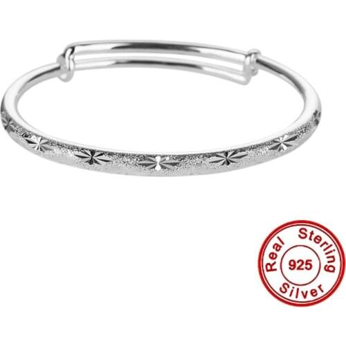 S990 Sterling Silver Bracelet For Women Gypsophila Pure Silver Lady Adjustable Bracelet Birthday Christmas Fine Jewelry Gift