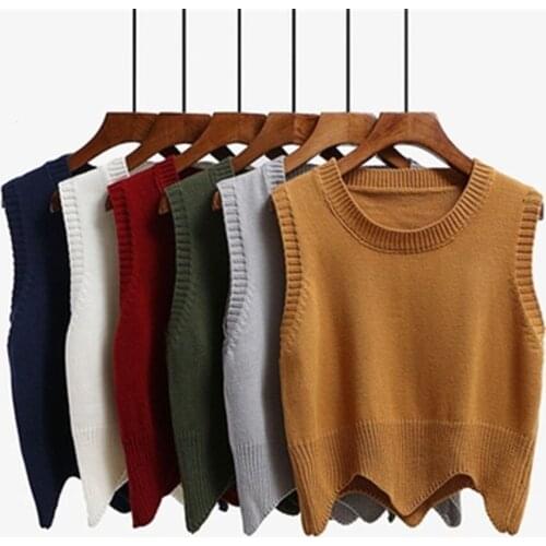 Korean Coat All-match Pullover Full Femme 2021 New Fashion Autumn Loose Sleeveless O neck Knitted Vest Women Sweater ZY5274