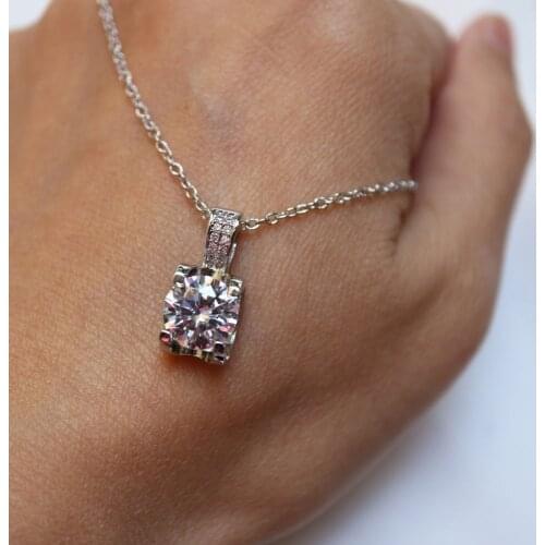 Fashion 2carat cz pendant necklace for women Exquisite pendant necklace for girl silver plated jewelry