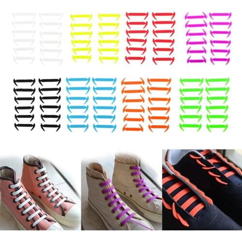 12 Pack Elastic Silicone No Tie Easy Shoe Laces Shoelaces Trainers Shoes