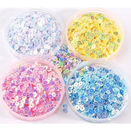 1200Pcs/10g/Pack 4mm Sun Flower Sequins Craft Embossing Plum Sequin Paillettes Glitter DIY Sewing Accessories Nail Lentejuelas