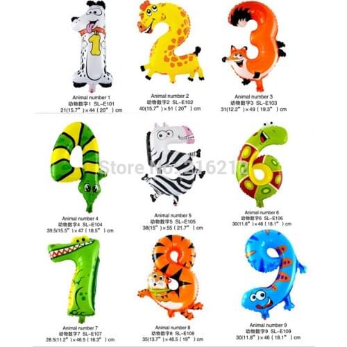 16inch Animal Number Foil Balloons Kids Party Decoration Happy Birthday Wedding Decoration Ballon Gift Free Shipping