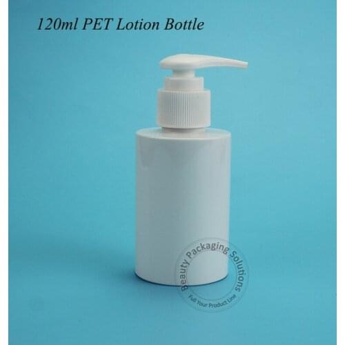 20pcs/Lot Promotion Plastic 120ml PET Lotion Bottle Cosmetic 4OZ White Lid Container Refillable Protable Case Travel Packaging