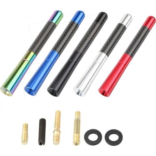5 Colors Aluminum Screw-On Car Antenna Real Carbon Fiber Vehicle Car Radio Antenna Universal Car Accessories