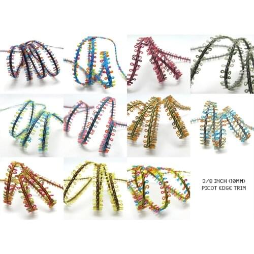 5 Yards 3/8 Inch Colorful Picot Edge Trim|Loop Ribbon|Ombre|Embellishment|Decorative Trim|Rainbow Color|Braid Trim