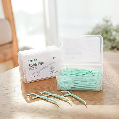 50Pcs/box Classic Superfine Floss Flossing Floss Family Pack Safety Floss Stick Toothpicks