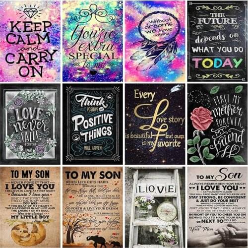 5D Diamond Painting Text Live Laugh Love Full Round Square Painting With Diamonds Embroidery Sets Mosaic Home Decorations Gift