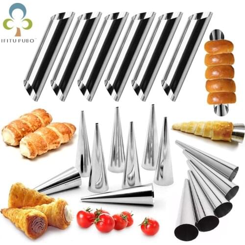 6/12/24pcs Conical Tube Cone Roll Moulds Spiral Croissants Molds Cream Horn Mould Pastry Cookie Dessert Kitchen Baking Tool ZXH