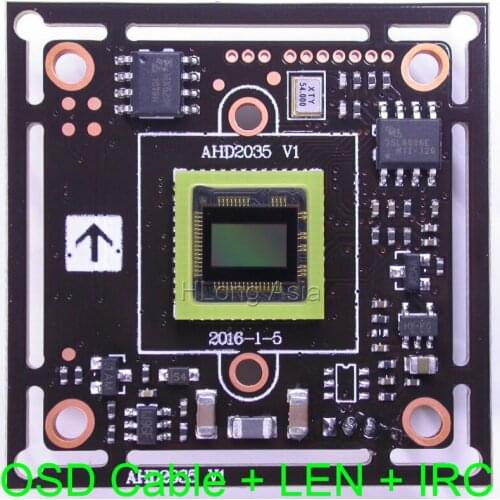 AHD-H (1080P) 1/3" SmartSense CMOS 2035 + NVP2441 CCTV camera module board with OSD cable + CS style 3MP LEN + IRC