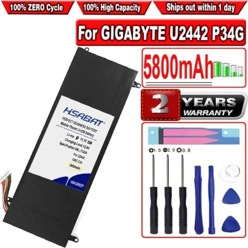 HSABAT 5800mAh GNC-C30 Laptop Battery for GIGABYTE U2442 U24F P34G U2442N U2442S U2442V U24 U24T U2442T V1 V2