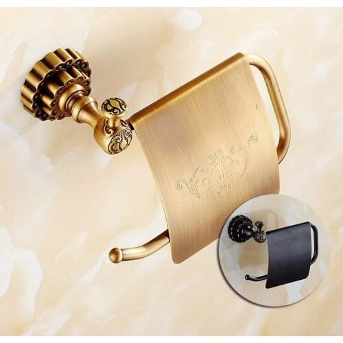 Antique Bronze Toilet Paper Holder With Cover Brass Roll Tissue Rack Roll Holder Carved paper box toilet Accessores