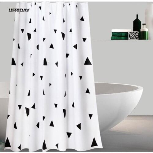 UFRIDAY Nordic Simple White Shower Curtain Plastic PEVA Bathroom Curtain Waterproof Mildew Thick Bath Curtain With Plastic Hooks