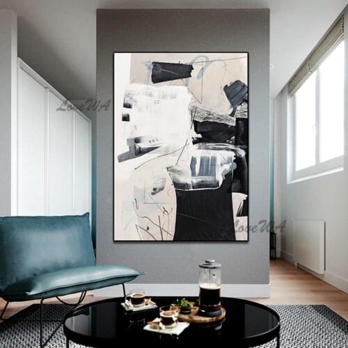Black And White Abstract Painting Full Of Texture Modern Wall Art Handpainted Oil Painting On Canvas Unframed Decoration Artwork