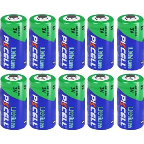10Pcs PKCELL CR123A CR123 123A CR 123 A123 CR17345 16340 1500mah 3V Lithium Battery for Camera Flashlight dry primary cell